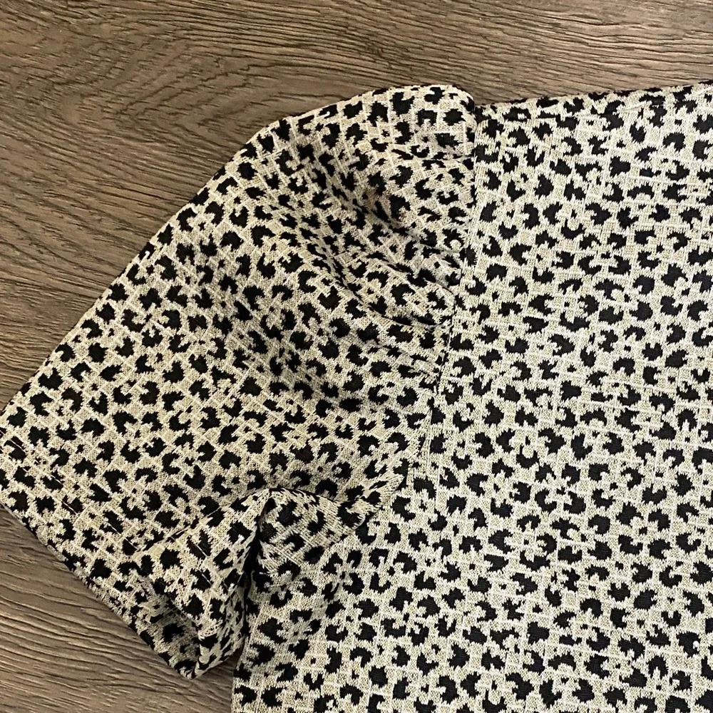 ZARA Black and Cream Leopard Print Shirt